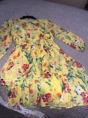 Eliza J Yellow Floral Mini Dress